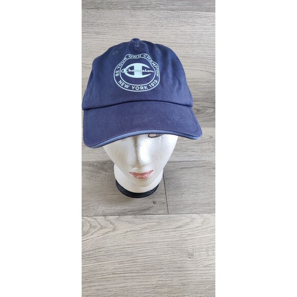 Champion Logo Hat Cap Strap Back Baseball Dad Cap Navy Blue Be Your Own Champion - Picture 2 of 9